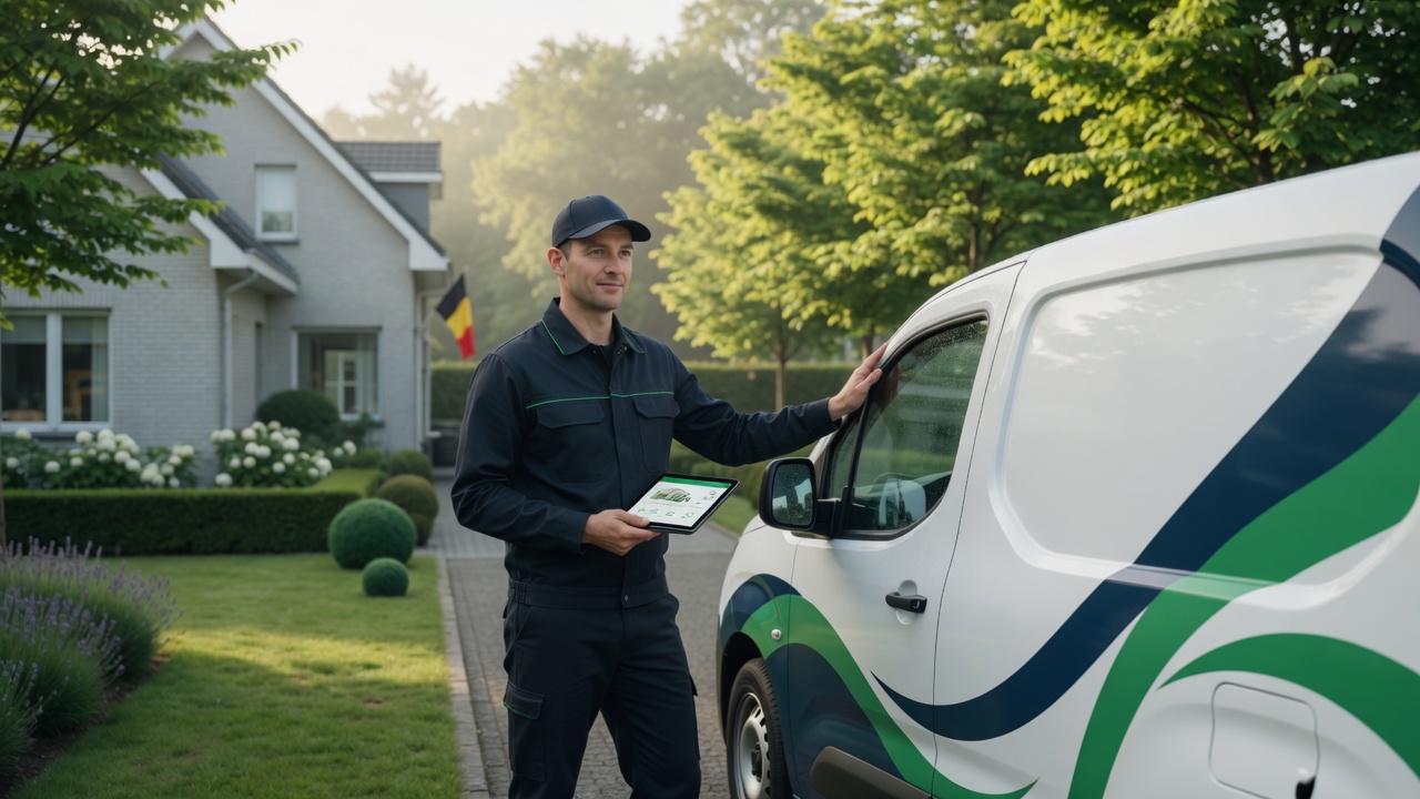 Professionele technicus van JG Ongediertebeheer bij een woning in de Kempen